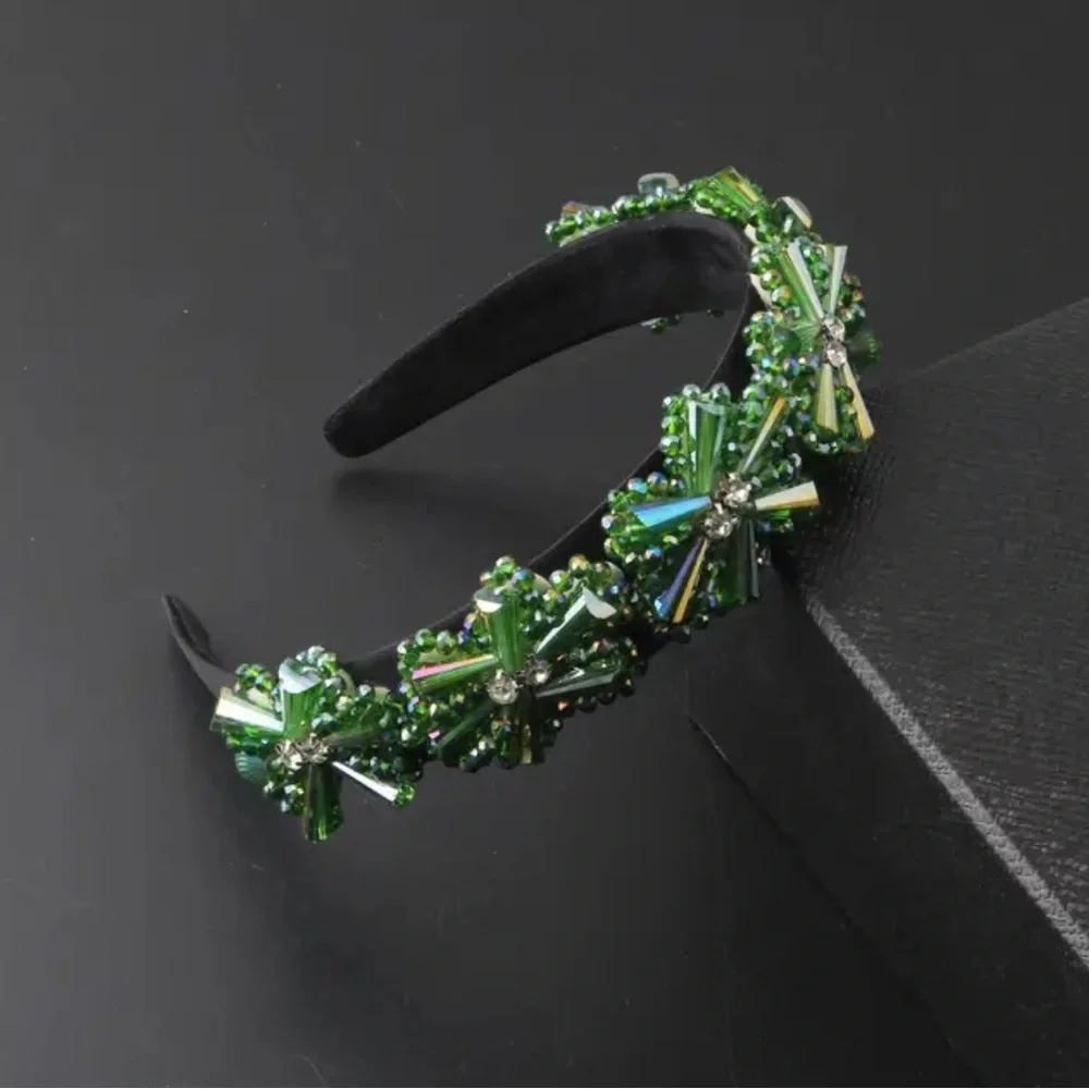 Black Bead Embroidered Headband